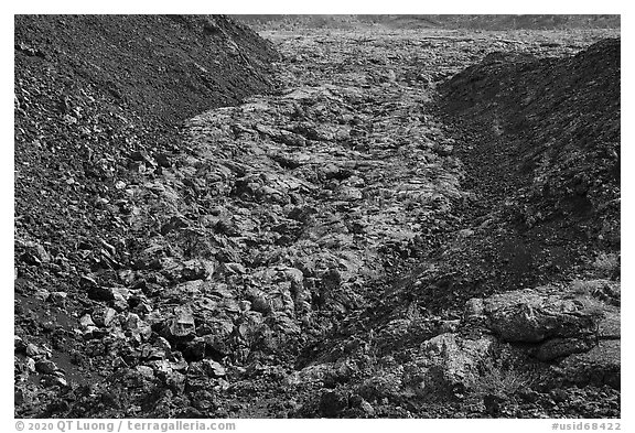 Broken Top lava flow. Craters of the Moon National Monument and Preserve, Idaho, USA (black and white)