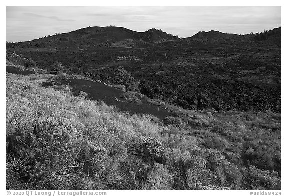 North and Big Craters. Craters of the Moon National Monument and Preserve, Idaho, USA (black and white)