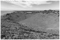 Bear Den Butte cinder cone crater. Craters of the Moon National Monument and Preserve, Idaho, USA ( black and white)