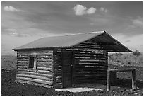 Last remaining trapper cabin, South Park Well. Craters of the Moon National Monument and Preserve, Idaho, USA ( black and white)