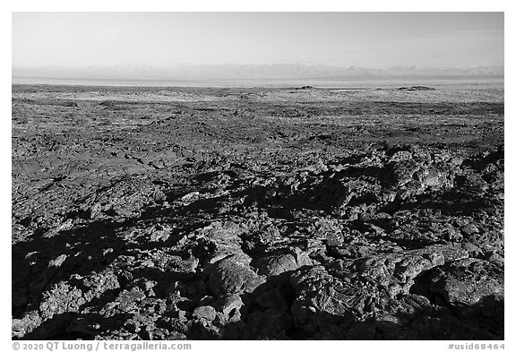Immense Wapi lava flow and Snake River Plain. Craters of the Moon National Monument and Preserve, Idaho, USA (black and white)