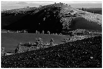 Slopes covered with hardened lava and cinder, Craters of the Moon National Monument. Idaho, USA (black and white)