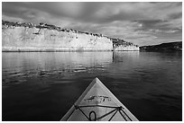 White cliffs seen from kayak. Upper Missouri River Breaks National Monument, Montana, USA ( black and white)