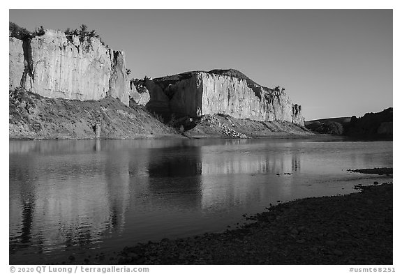 White cliffs from Eagle Creek at sunrise. Upper Missouri River Breaks National Monument, Montana, USA (black and white)