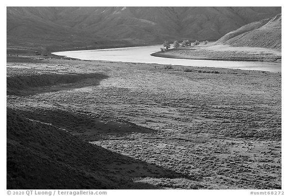 Plain from Hole-in-the-Wall. Upper Missouri River Breaks National Monument, Montana, USA (black and white)
