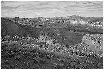 Cliffs and river valley. Upper Missouri River Breaks National Monument, Montana, USA ( black and white)