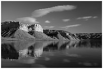 Tall cliffs reflected in river. Upper Missouri River Breaks National Monument, Montana, USA ( black and white)