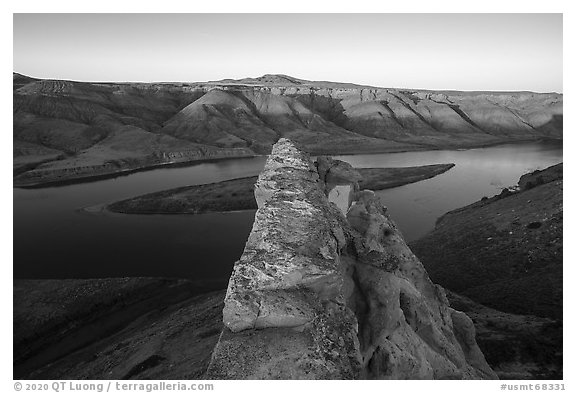 Top of Hole-in-the-Wall rock slab. Upper Missouri River Breaks National Monument, Montana, USA (black and white)