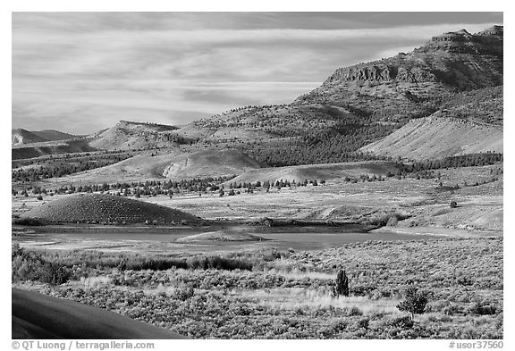 Sagebrush and hills. John Day Fossils Bed National Monument, Oregon, USA