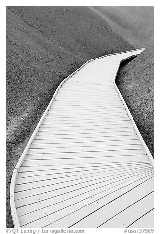 Boardwalk, Painted Cove Trail. John Day Fossils Bed National Monument, Oregon, USA (black and white)