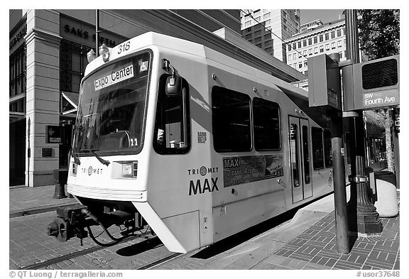 Tram, downtown. Portland, Oregon, USA (black and white)