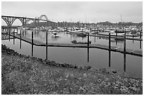 Newport harbor. Newport, Oregon, USA (black and white)