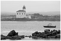 Coquille River lighthouse. Bandon, Oregon, USA ( black and white)