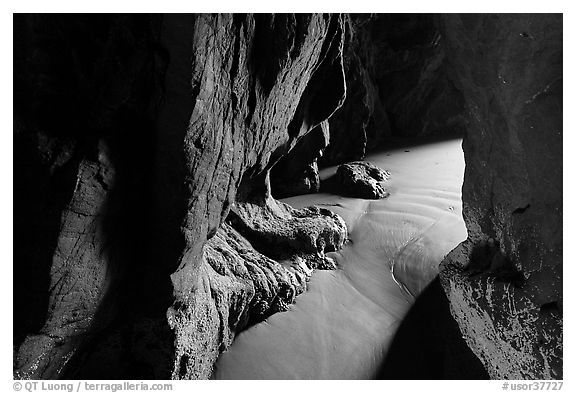 Light inside sea cave. Bandon, Oregon, USA