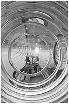 Light and lens inside Cape Blanco Lighthouse. Oregon, USA ( black and white)