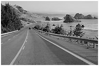Oceanside road, Pistol River State Park. Oregon, USA (black and white)