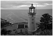 Heceta Head light and ocean,. Oregon, USA ( black and white)