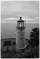 Heceta Head lighthouse at sunrise. Oregon, USA ( black and white)