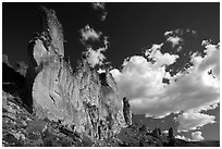 Roostercomb Rock and cloud Leslie Gulch. Oregon, USA (black and white)