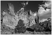 Roostercomb Rock, Leslie Gulch. Oregon, USA ( black and white)