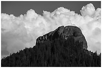 Pilot Rock and afternoon clouds. Cascade Siskiyou National Monument, Oregon, USA ( black and white)