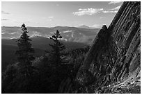 Pilot Rock and distant Mt McLoughlin. Cascade Siskiyou National Monument, Oregon, USA ( black and white)