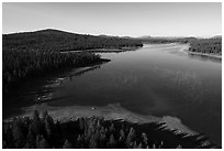 Aerial view of Hyatt Lake and Chinquapin Mountain. Cascade Siskiyou National Monument, Oregon, USA ( black and white)