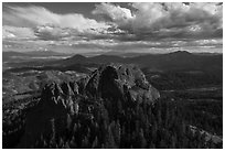 Aerial view of Pilot Rock from the north. Cascade Siskiyou National Monument, Oregon, USA ( black and white)