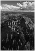 Aerial view of Pilot Rock, Siskiyou Moutains. Cascade Siskiyou National Monument, Oregon, USA ( black and white)