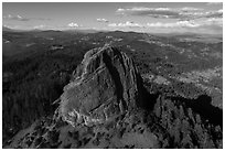 Aerial view of Pilot Rock from the south. Cascade Siskiyou National Monument, Oregon, USA ( black and white)