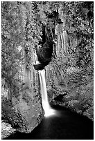 Toketee Falls  and wall of columnar balsalt. Oregon, USA (black and white)