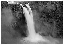 Snoqualmie Falls in the spring. Washington ( black and white)