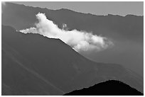 Fumerole cloud over the crater,. Mount St Helens National Volcanic Monument, Washington (black and white)