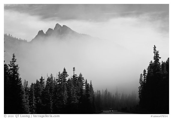 North Cascades Highway below Washington Pass. Washington (black and white)