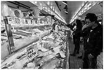 Fish market, Pike Place Market. Seattle, Washington ( black and white)