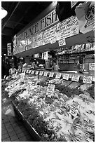 Pike Place Fish Market. Seattle, Washington ( black and white)