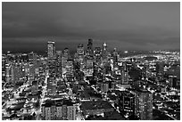 Seattle skyline by night. Seattle, Washington ( black and white)