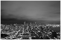 Downtown skyline by night. Seattle, Washington ( black and white)