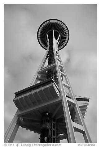 Space needle from the base. Seattle, Washington (black and white)