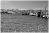 Pier and Lake Chelan, Chelan. Washington ( black and white)