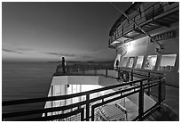 Port Townsend Coupeville Ferry upper deck at dusk. Washington ( black and white)