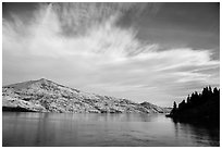 Arid hills and clouds, Lake Chelan. Washington ( black and white)