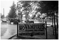 No Vampires sign near Forks. Olympic Peninsula, Washington ( black and white)