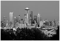 Seattle skyline at dusk. Seattle, Washington (black and white)
