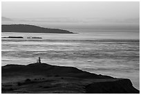 Cattle Point Lighthouse at dawn, San Juan Island. Washington ( black and white)
