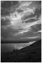 Columbia River at sunset, Wahluke Unit, Hanford Reach National Monument. Washington ( black and white)