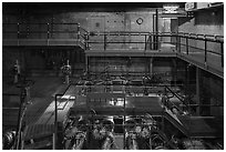 Coolant room for nuclear reactor B, Hanford Unit, Manhattan Project National Historical Park. Washington ( black and white)