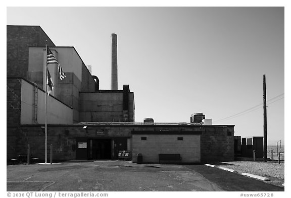 Historic plutonium B-reactor, Hanford Unit, Manhattan Project National Historical Park. Washington (black and white)