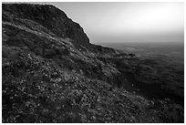 Basalt Cliff, Saddle Mountain, dawn, Hanford Reach National Monument. Washington ( black and white)