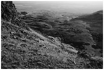 Grasses, rocks, and rolling hills, Saddle Mountain, Hanford Reach National Monument. Washington ( black and white)